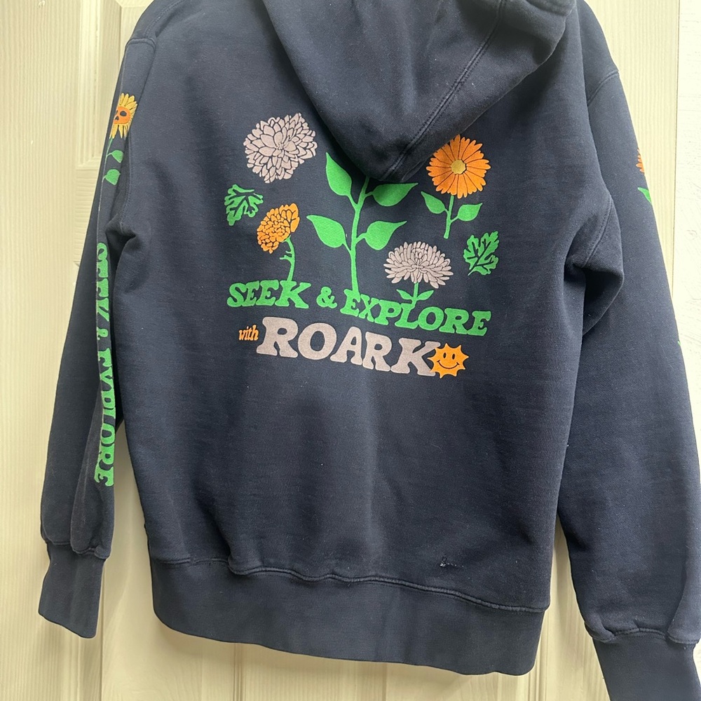 Roark Navy Blue Hoodie with Floral Design